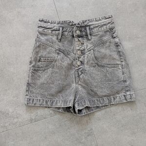 Isabel Marant High Waist Button Fly Denim Shorts Aloa Grey Size 34 (XS)
